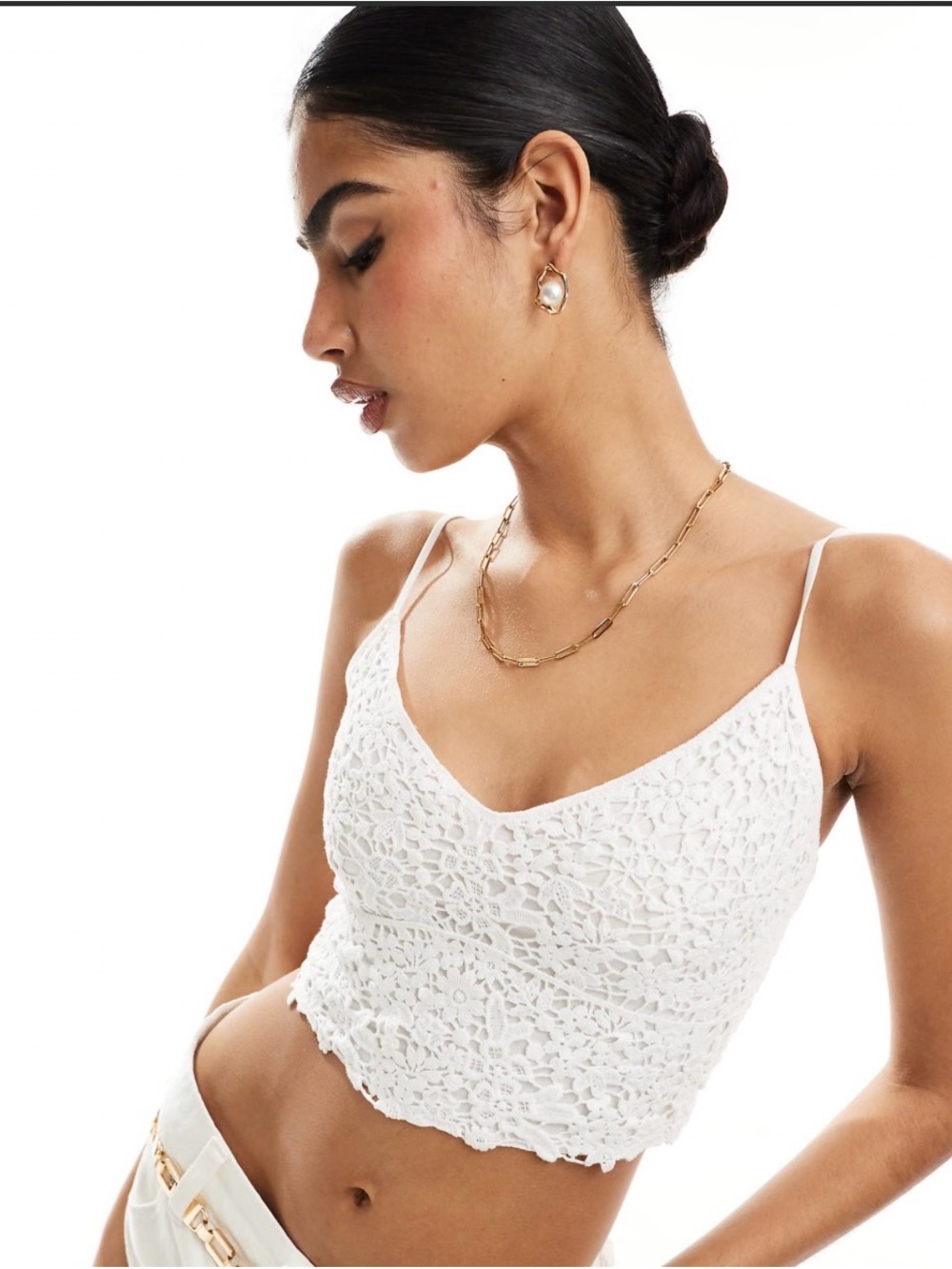 White Crochet Lace Crop Top